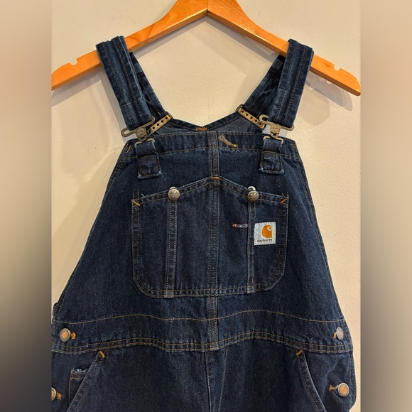 Carhartt Women's Dark Wash Overalls WR007 Size 12x30 - Picture 3 of 10